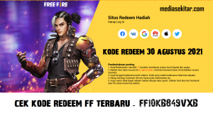 Kode Redeem FF 30 Agustus 2021 FF10KB849VXB